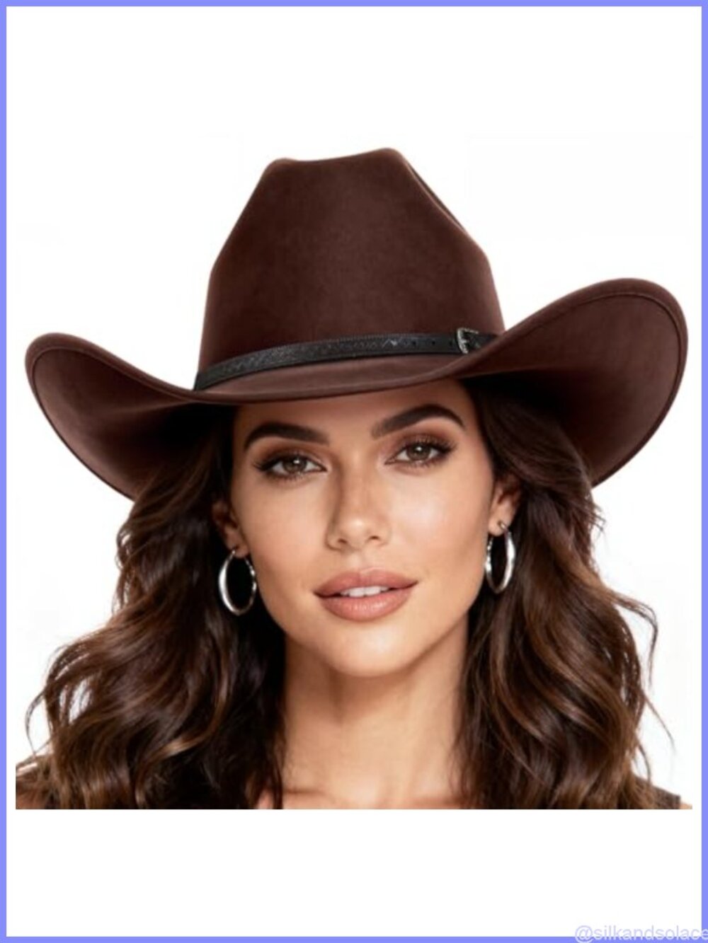 Wide Brim Felt Cowboy Hat Western 2 Decorative Bands Adult Unisex